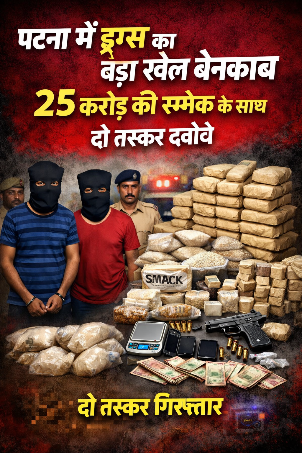 पटना में ड्रग्स का बड़ा खेल बेनकाब, 25 करोड़ की स्मैक के साथ दो तस्कर दबोचे
